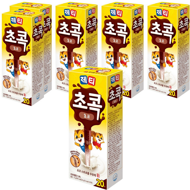 제티 초콕 초코 스트로우, 3.6g, 20개입, 6개