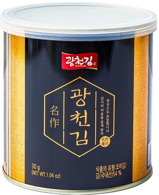 광천김 명작 캔김, 30g, 1개