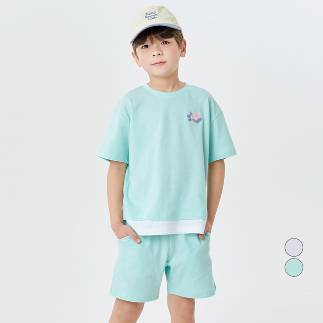 롤리트리 레이어드 블라썸 반팔 반바지 상하의 세트