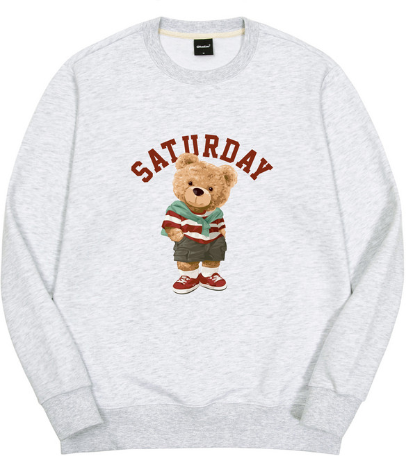 옥스타 남녀공용 세러데이 곰돌이 특양면 맨투맨 기본핏 3SSP005