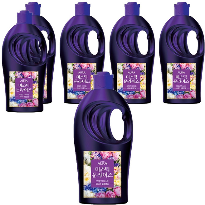 아우라 초고농축 퍼퓸캡슐 섬유유연제 미스틱문라이즈 본품, 1L, 6개