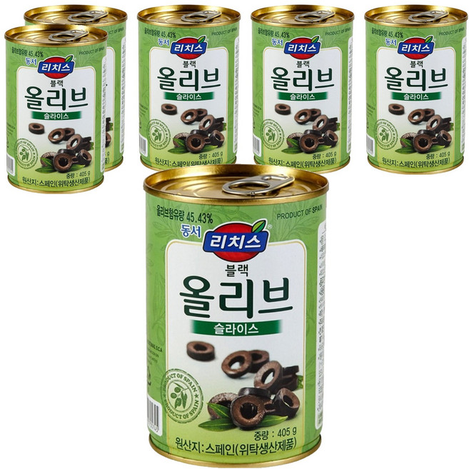 리치스 슬라이스 블랙 올리브, 405g, 6개