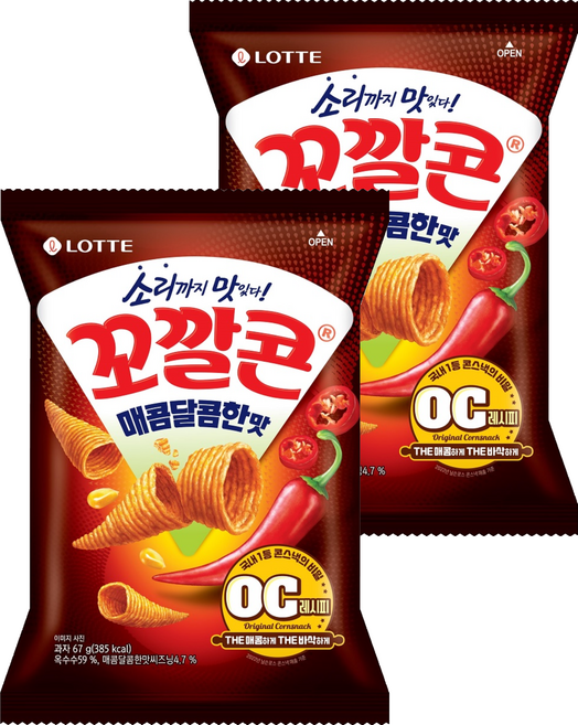 꼬깔콘 매콤달콤한맛, 67g, 2개
