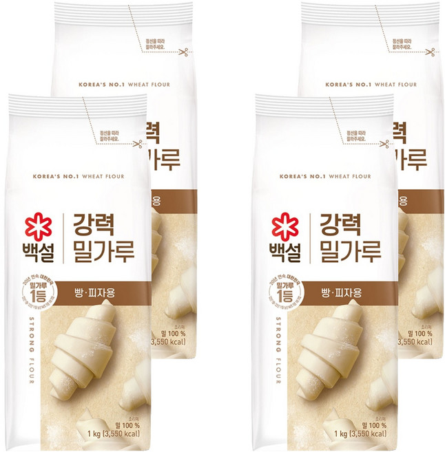백설 강력 밀가루, 1kg, 4개
