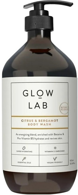 GLOW LAB 植物精油沐浴露 佛手柑橘, 900ml, 1件