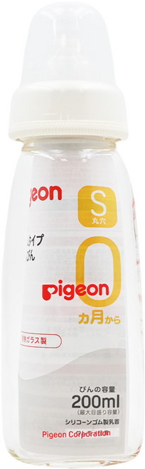 pigeon 貝親 耐熱玻璃奶瓶 0個月以上, 白色, 200ml, 1個