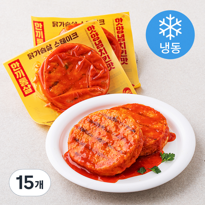 한끼통살 닭가슴살 스테이크 핫양념 치킨맛 (냉동), 100g, 5개입, 3개