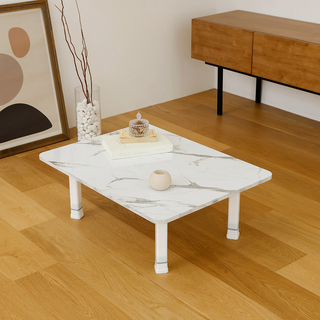 레몬트리 국내제조 LPM 샤르망 4단 높이조절형 접이식테이블, 마블화이트