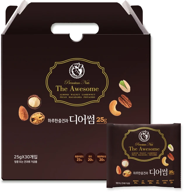 너츠브라더 하루 한줌 견과 디어썸 30입 선물 세트, 750g, 1세트 - 쿠팡