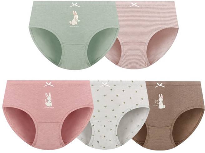 엠알키즈 여아용 데이지 무형광 순면 학생 삼각팬티 5종 세트