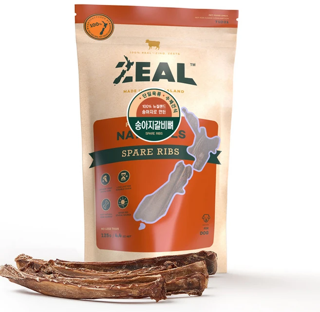 질 강아지 뉴질랜드산 수제간식, 송아지갈비뼈, 125g, 1개 - 쿠팡