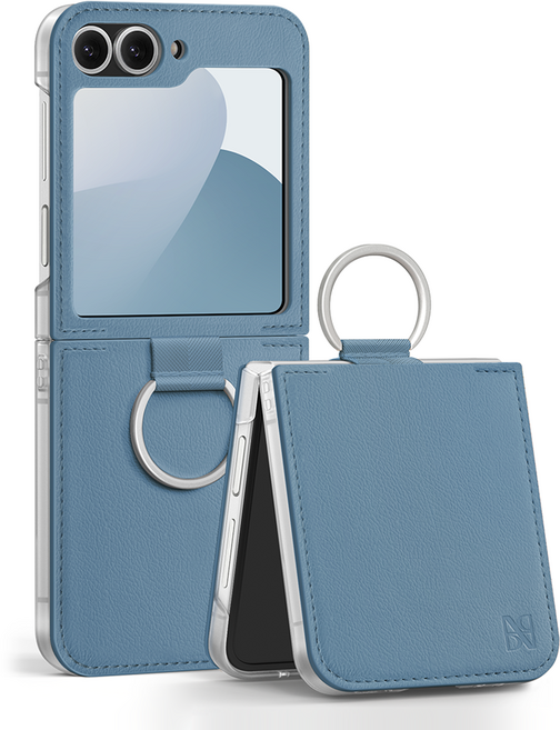 어썸디자인 플랫 수제 가죽 휴대폰 케이스 + 링 세트