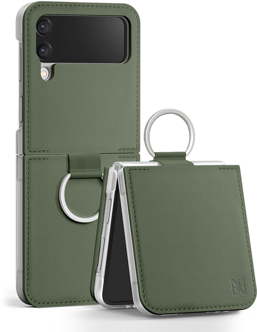 어썸디자인 플랫 수제 가죽 휴대폰 케이스 + 링 세트