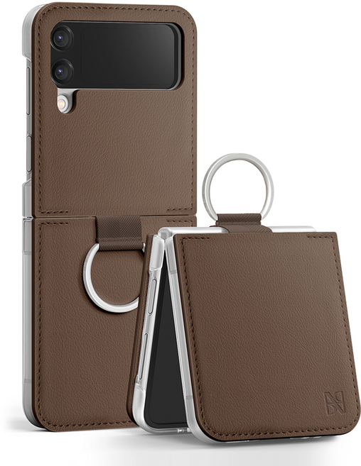 어썸디자인 14컬러 플랫 수제 가죽 케이스 + 링