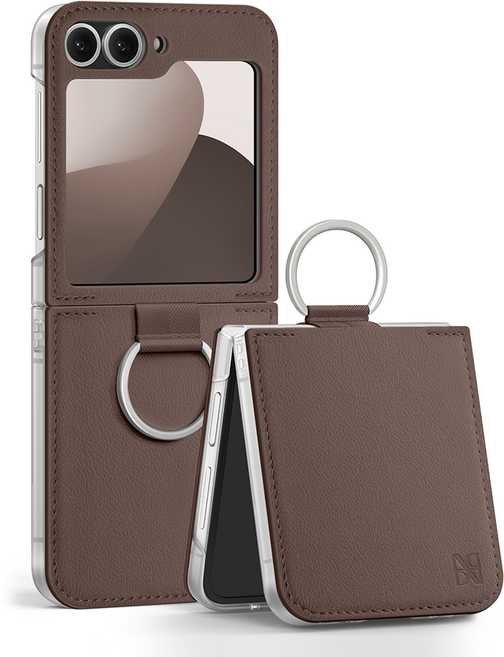 어썸디자인 플랫 수제 가죽 휴대폰 케이스 + 링 세트