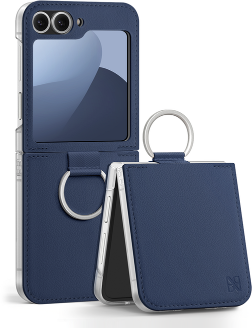 어썸디자인 플랫 수제 가죽 휴대폰 케이스 + 링 세트