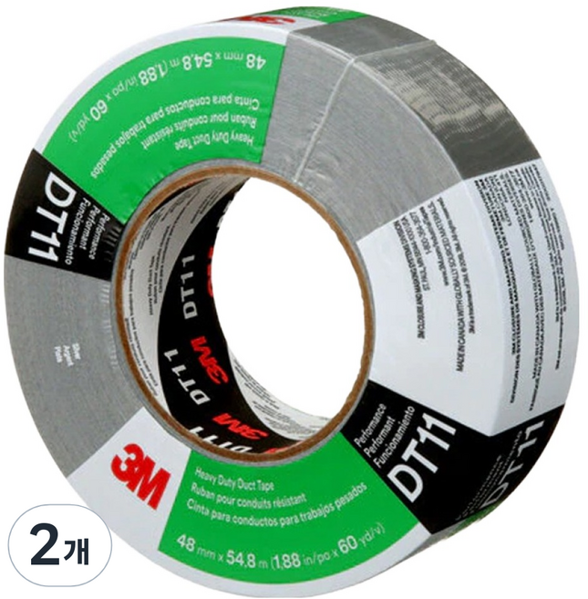 쓰리엠 해비 듀티 전문가용 덕트 테이프 실버 48mm x 54.8m DT11, 2개