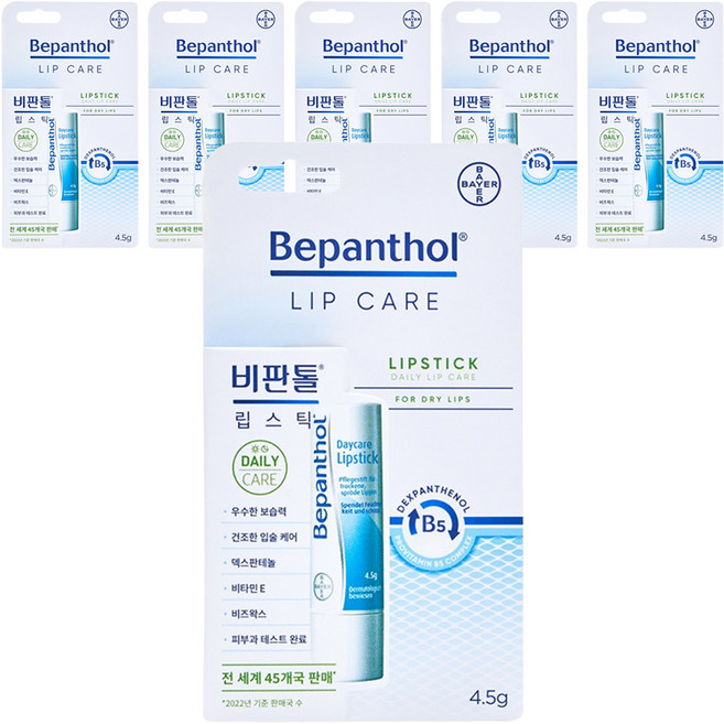 비판톨 데이케어 립스틱 보습 립밤, 무향, 4.5g, 6개