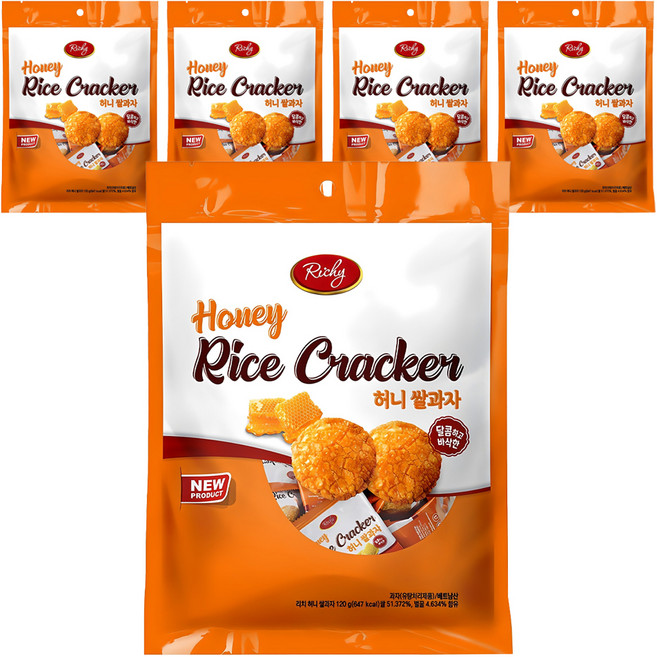 리키 허니 쌀과자, 120g, 5개