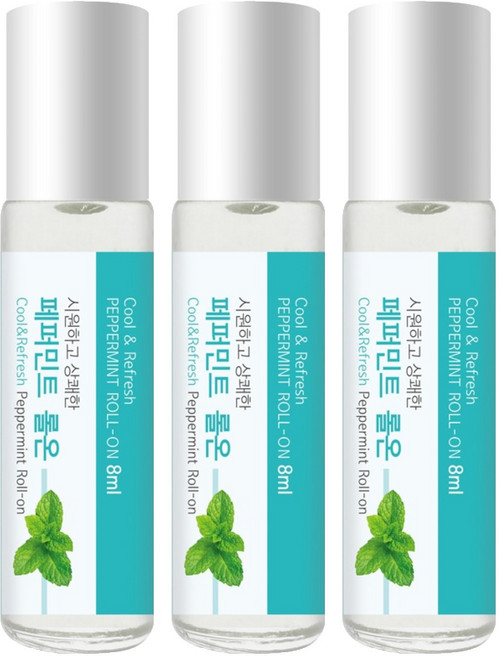 더허브샵 아로마 롤온 오일 페퍼민트, 8ml, 3개