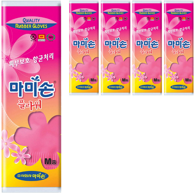 마미손 플라워 고무장갑 중(M), 5개