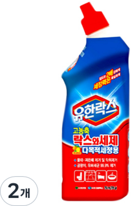 유한락스 고농축 락스와세제 다목적세정용, 2개, 755ml
