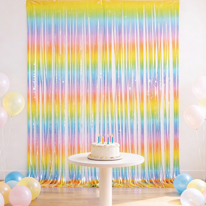 파티쇼 파티장식 은박 수술커튼 2p, 마카롱, 1개