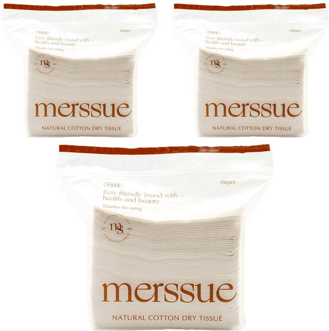 메르슈 무표백 순면 건티슈, 55g, 150개입, 3개