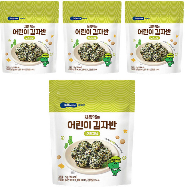 베베쿡 처음 먹는 어린이 김자반, 오리지널, 25g, 4개