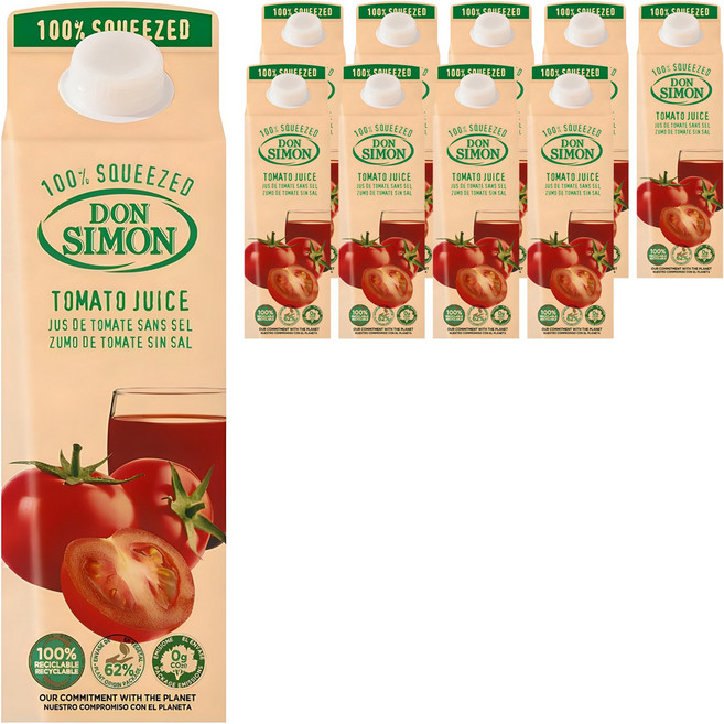 돈시몬 생과일 착즙 100% 토마토주스, 1L, 10개
