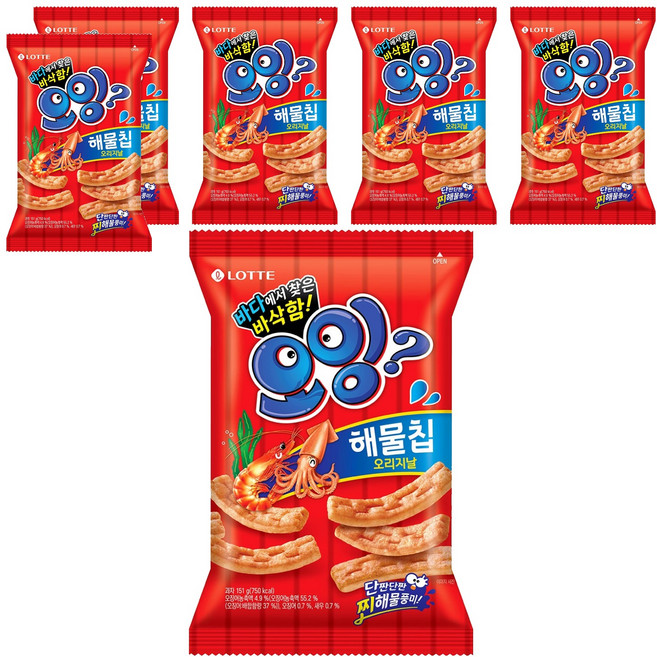 LOTTE 樂天 Oing酥脆條 海鮮口味, 151g, 6包