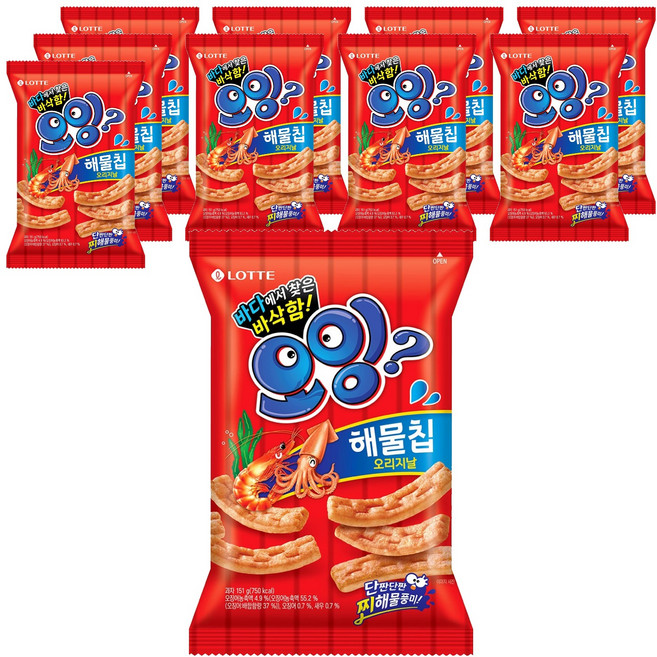 LOTTE 樂天 Oing酥脆條 海鮮口味, 151g, 10包