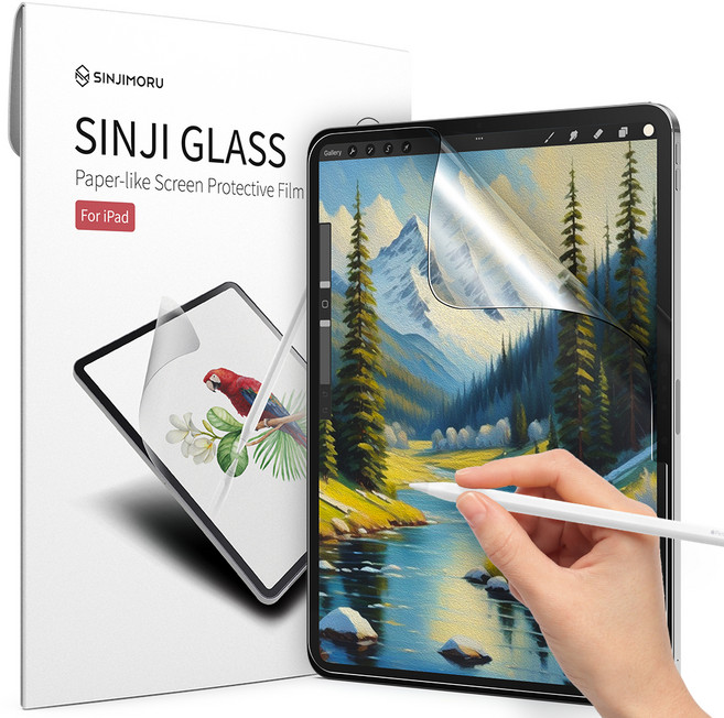 신지모루 저반사 드로잉 종이질감 강화유리 액정보호필름 세트, 1개