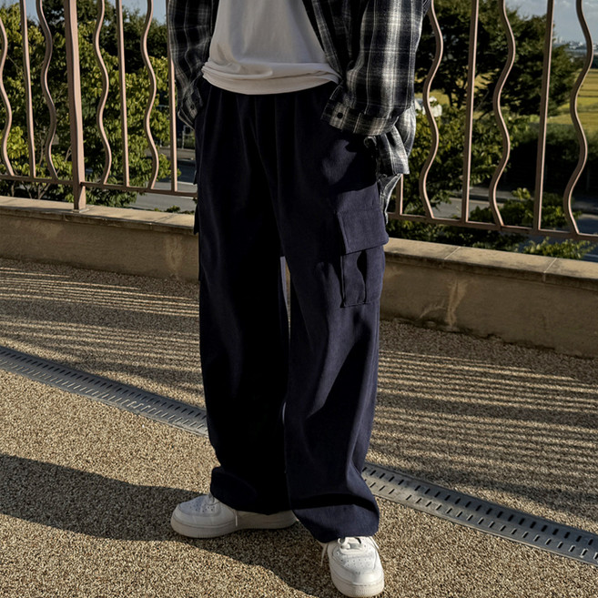 머시따 남녀공용 Y2K 코듀로이 와이드 카고 팬츠