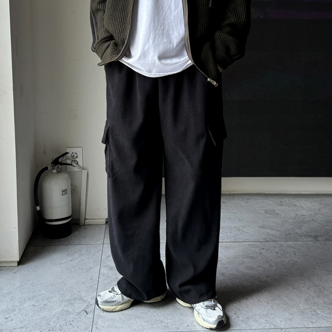 머시따 남녀공용 Y2K 코듀로이 와이드 카고 팬츠