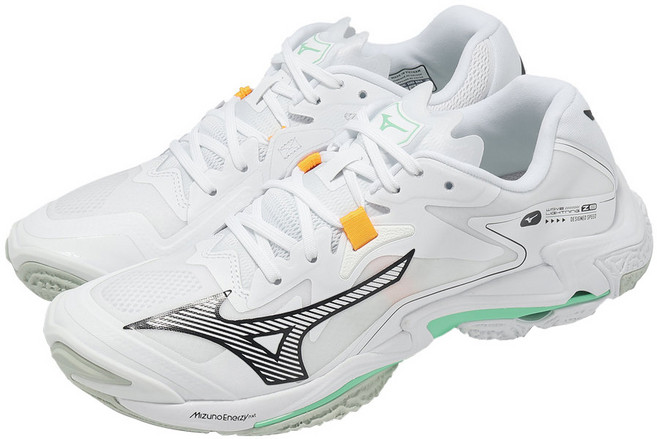 Mizuno 美津濃 WAVE LIGHTNING Z8 排球鞋 白色 + 翡翠綠 輕量透氣 避震穩定