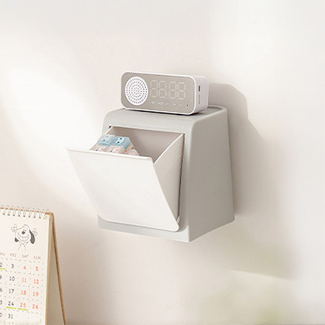 MF스토어 무타공 다용도 클린 포켓 원터치 화장실 면봉 생리대 화장솜 화장대 보관함, 그레이, 3개