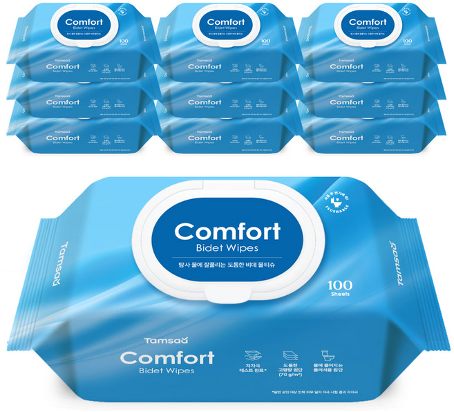 탐사 두꺼워도 물에 잘풀리는 도톰한 비데티슈 피부 저자극 인증, 10팩, 100매, 70g