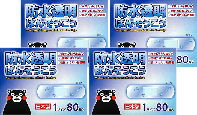 KYORIKI 京立奇 救急絆創膏 未滅菌 防水透明, 80個, 4盒