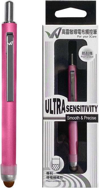 Ultra sensitivity 按壓式防刮觸控筆 115mm 13.5g, 桃粉色, 1個