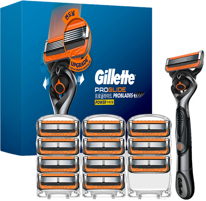 질레트 정품 프로글라이드 파워 면도기 + 여분날 12p, 13개입, 1개