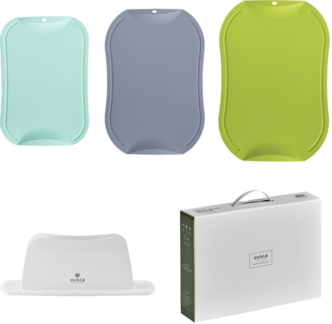 도블레 칼집나지 않는 도마, 1세트, 도마 소 민트 + 중 블루그레이 + 대 연두 + 거치대