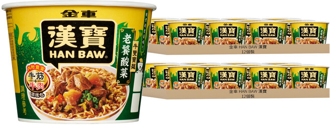 金車 HAN BAW 漢寶 老饕酸菜牛雙寶麵 212g, 24個裝