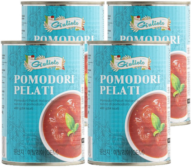 줄리에토 토마토홀 포모도리 필라티, 400g, 4개