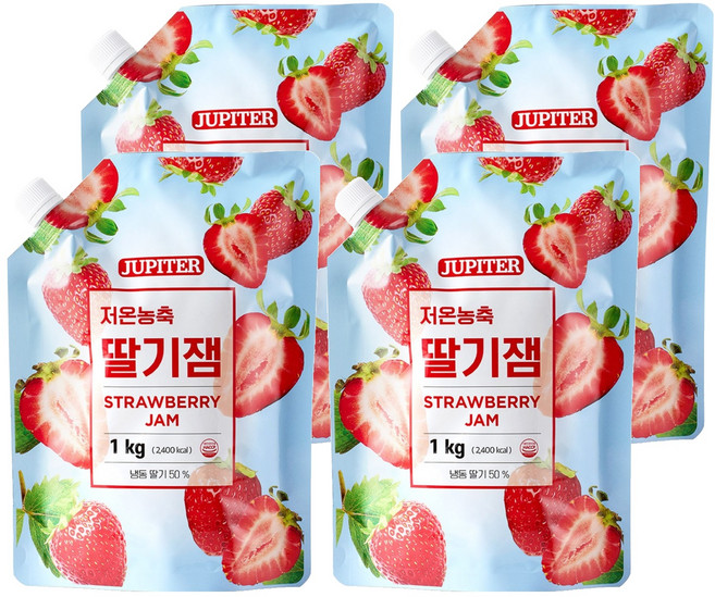저온농축 딸기잼, 1kg, 4개