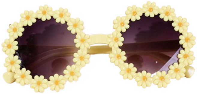 미미파티 인싸템 파티 안경 생일 셀프 촬영 소품 선글라스, 빼곡 플라워 옐로우, 1개