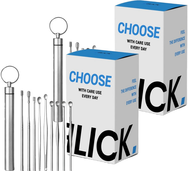 디블릭 프리미엄 휴대용 귀파는 도구 귀이개 세트, 2세트