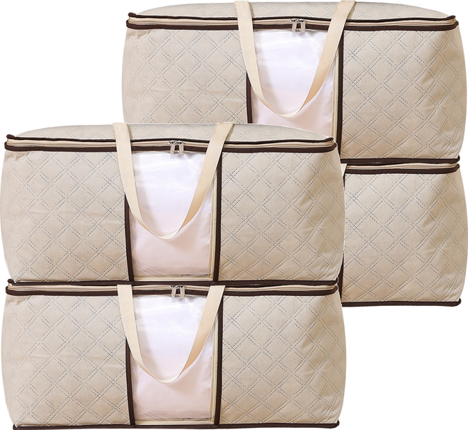 하늬통상 부직포 이불정리함, 베이지, 초특대형(70 x 50 x 30 cm), 4개