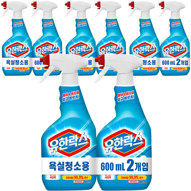 유한락스 욕실청소용 세정제, 600ml, 8개