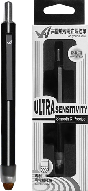 Ultra sensitivity 按壓式防刮觸控筆 115mm 13.5g, 經典黑, 1個